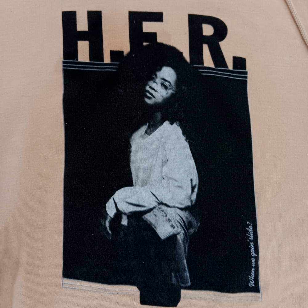 H.E.R. cream color concert hoodie sweatshirt